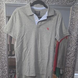 Abercrombie & Fitch Gray Polo with Red Logo